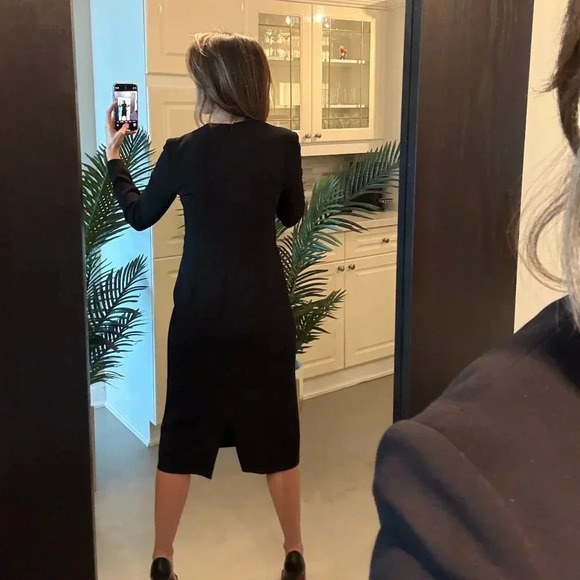 Black Square Neck Button Up Long Sleeve Dress, Judith and Charles, US 4 - Picture 3 of 8